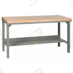 LITTLE GIANT Workbench: Adj Ht, Butcher Block, 48 in x 24 in, 3,000 lb Overall Load Capacity, Gray (MPN WSJ2-2448-AH). Key specifications — Brand: LITTLE GIANT.