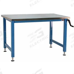 BENCHPRO Workbench: Adj Ht, Stainless Steel, 96 in x 36 in, 1,000 lb Overall Load Capacity, Blue (MPN AMN3696). Key specifications — Brand: BENCHPRO.