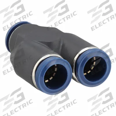 AIGNEP USA Push-Fit Wye Fitting: 1/2 in OD x 1/2 in OD x 1/2 in OD Size, Nylon - Nylon & Nickel-Plated Brass Tube Fittings