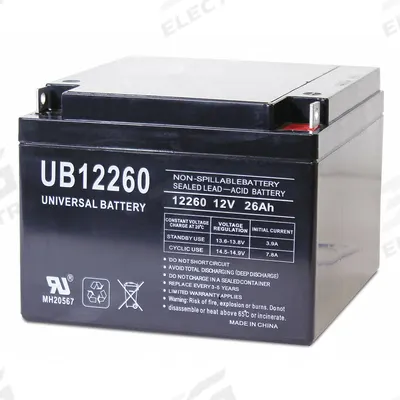 APPROVED VENDOR Sealed Lead Acid Battery: 12V DC, 26 Ah Capacity, 5.04 in Ht, 6.89 in Wd - AGM Sealed Lead Acid Batteries