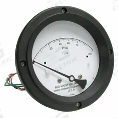 MIDWEST INSTRUMENT Differential Pressure Gauge & Switch: Back, 1/4 in NPT Female, 120, 4 1/2 in Dial (MPN 120SC-00-O-AA-100P). Key specifications — Sensor Type: Piston; Series: 120; Housing Material: 316 Stainless Steel; Certificate of Calibration: Not Included; Gauge Accuracy: ±3-2-3%.