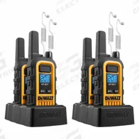 DEWALT Handheld Two Way Radio: DXFRS300 Series, FRS/GMRS, Analog, 1 W, 22 Channels, Alphanumeric (MPN 2DXFRS300-SV1). Key specifications — FCC License Required: No.
