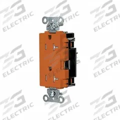 HUBBELL Receptacle: Decorator Duplex, 5-20, Orange, 125V AC, 20 A, 2 Pole / 3 Wire (MPN HBL2162STOTR)