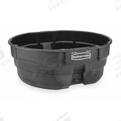 RUBBERMAID COMMERCIAL PRODUCTS Stock Tank: 300 gal, 63 1/4 in x 69 in x 25 in, 58 1/2 in x 47 in (MPN FG424700BLA). Key specifications — attr1188088: RUBBERMAID COMMERCIAL PRODUCTS; attr1188100: BPA Free.