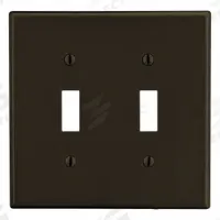 HUBBELL Wall Plate: Toggle, 2 Gang, Brown, Midsize Size (MPN PJ2). Key specifications — Brand: HUBBELL; Material: Polycarbonate.