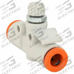 SMC Speed Control Valve: In-Line Fitting, Hex Screw, 1/8 in Valve Body Size, 1/4 in Tube, Meter In (MPN AS2002F-07). Key specifications — attr947203: Brass/PBT; attr947205: SMC.