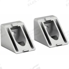Angle Connector 45°: 45° Angle Connector, 25 Series, 32 mm x 25 mm x 25 mm, 2 Holes, Gray, 2 PK (MPN 093WS25145N6,5). Key specifications — Material: Aluminum; Brand: FATH INC.; Finish: Powder-Coated.
