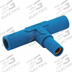 Paralleling Tee: Male-Male-Female, Blue, 600V AC/600V DC, 150 A, Series 15 (MPN HBL15PTBL). Key specifications — Brand: HUBBELL; Gender Configuration: Male-Male-Female.