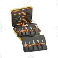 KLEIN TOOLS Insulated Tool Kit: Insulated, 22 Total Pcs, Tool Case (MPN 33527). Key specifications — attr541600: (8) Diagonal-Cutting Pliers; attr541603: None; attr541599: (1) Knife; attr541604: (1) Wire Crimper; attr541515: KLEIN TOOLS; attr548994: (9) Specialty Screwdriver.