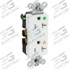 HUBBELL Receptacle: Hospital Grade Fed. Spec., Decorator Duplex, 5-20R, White, 125V AC, 20 A (MPN IG2182WA)