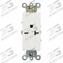 LEVITON Plugs and Receptacles: Single, 6-20, White, 250V AC, 20 A, 2 Pole / 3 Wire (MPN 16441-W)