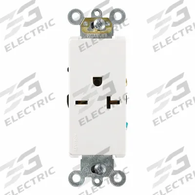 LEVITON Plugs and Receptacles: Single, 6-20, White, 250V AC, 20 A, 2 Pole / 3 Wire (MPN 16441-W) - General Purpose Receptacles