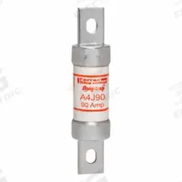 MERSEN Fuse: A4J Series, Class J, Blade Body, Fast-Acting, 90 A, 600 V AC, 300 V DC, Non-Indicating (MPN A4J90). Key specifications — Series: A4J; Brand: MERSEN.