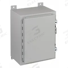 HOFFMAN Enclosure: Steel, 24 in x 16 in x 8 in, NEMA 12/13, Solid Cover, Hinged (MPN A241608LP). Key specifications — Brand: HOFFMAN; Closure Method: Clamps; Knockouts: Not Included.
