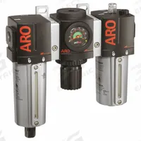 ARO Filter/Regulator/Lubricator: 3/8 in NPT, 99 scfm, 140 psi Max Op Pressure, 5 micron, 2000 Series (MPN C38331-811). Key specifications — attr109588: 2000; attr109524: ARO.