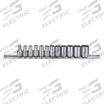 WESTWARD Socket Set: 1/4 in Drive, 12 Piece, 12-Point, Metric - SAE & Metric Socket Sets