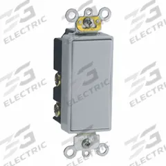 LEVITON Wall Switch: Rocker Switch, Single Pole/Double Throw, Momentary, Gray, 120/277V AC, 15 A (MPN 5657-2GY). Key specifications — Illuminated: Yes; Voltage Rating: 120/277V AC.
