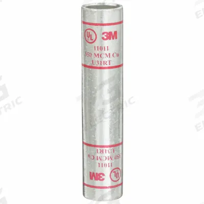 3M Open Barrel Splices: 350 kcmil Wire Size, Red Code, 4.13 in, Copper Barrel - Crimped Butt Splice Compression Connectors