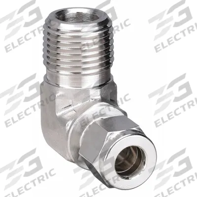 PARKER Compression Fitting Elbow: 3/8 in OD x 1/8 in Pipe Fitting Size - Double-Ferrule Stainless Steel Fittings
