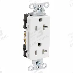 HUBBELL Receptacle: Decorator Duplex, 5-20, White, 125V AC, 20 A, 2 Pole / 3 Wire (MPN DR20WHI)