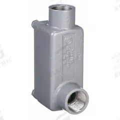 Conduit Outlet Body: Aluminum, Powder Coated, X Series, 1/2 in Trade Size, LB Body, Threaded (MPN XLB-1). Key specifications — Series: For Standard Body; Compatible Conduit Trade Size: 1/2 in; Thread Gender: Female; Hub Style: Threaded; Body Style: LB; Connection Type: Threaded; Back Type: Flat; Hazardous Location: Yes.