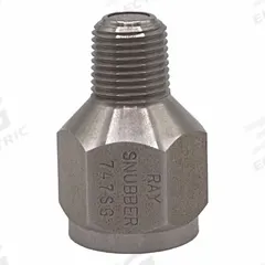 RAY Pressure Gauge Snubber: 303 Stainless Steel, Filter, 303 Stainless Steel NPT, 0 Pistons (MPN 747SG). Key specifications — Snubber Type: Filter; Connection Type: NPT; Brand: RAY; Material: 303 Stainless Steel; Compatible Liquids and Gases: Gases.