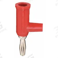 Banana Plug: 1 1/2 in Lg, Beryllium Copper, Polycarbonate, 5,000 V Max Volt, 15 A Max Current, Red (MPN 1825-2-G/10P). Key specifications — Contact Material: Beryllium Copper; Body Material: Zinc Die-Cast; Brand: POMONA; Color: Red.