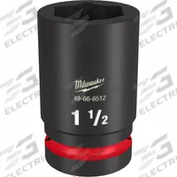 MILWAUKEE Deep Impact Socket: 1 in Drive Size, SAE, 1 1/2 in Socket Size, 6-Point, Deep, Friction (MPN 49-66-6512). Key specifications — attr1215501: MILWAUKEE; attr1215515: Black Phosphate; attr1215518: 1-1/2 in.