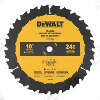 DEWALT Circular Saw Blade: 10 in Blade Dia., 24 Teeth, 0.09 in Cut Wd, 5/8 in Arbor Size, Ripping (MPN DWA11024). Key specifications — attr1116119: DEWALT; attr1145631: Softwood.