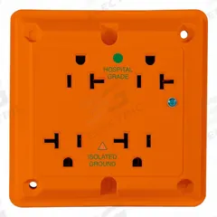 LEVITON Straight Blade Receptacle: Hospital Grade, Quad, 5-20R, Orange, 125V AC, 20 A (MPN 8490-IG)