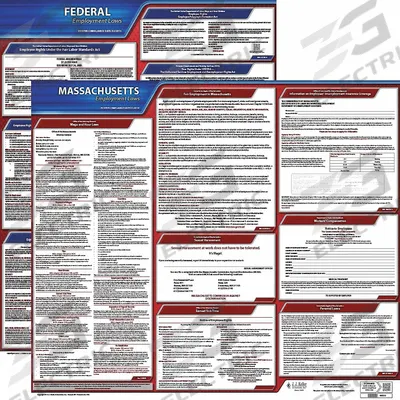 JJ KELLER Labor Law Poster: MA, English, Plastic, 30 in x 24 in - State & Federal Labor Law Poster Sets