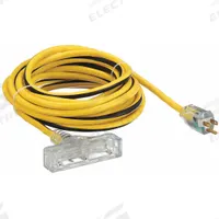 APPROVED VENDOR Extension Cord: Outdoor Use, 25 ft Lg, 3 Outlets, 5-15P, 12/3, SJTW, Black/Yellow (MPN 1XUR1). Key specifications — Brand: APPROVED VENDOR; Temperature Rating: -40° to 167°F; NEMA Plug Configuration: 5-15P.