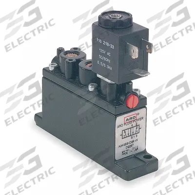 ARO Solenoid Air Control Valve: Alpha, Four-Way / Two-Position, 12V DC, 1/4 in Female NPT - ARO Alpha Series Solenoid-Operated Inline Air Control Valves
