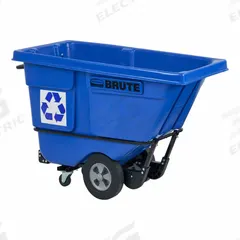 RUBBERMAID COMMERCIAL PRODUCTS Tilt Truck: 13.5 cu ft, 850 lb, 60 1/2 in L x 28 in W x 38 5/8 in H (MPN FG130573BLUE). Key specifications — Color: Blue; Brand: RUBBERMAID COMMERCIAL PRODUCTS; Caster/Wheel Configuration: (2) Axle-Mounted.
