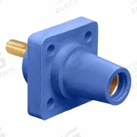 Single Pole Receptacle: Blue, Straight Taper Nose Mating, Threaded Stud Termination, 600V AC/600V DC (MPN 16R24-1UB). Key specifications — Series: 16; Receptacle Gender: Female; Brand: LEVITON.