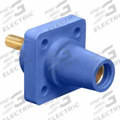 Single Pole Receptacle: Blue, Straight Taper Nose Mating, Threaded Stud Termination, 600V AC/600V DC (MPN 16R24-1UB). Key specifications — Series: 16; Receptacle Gender: Female; Brand: LEVITON.