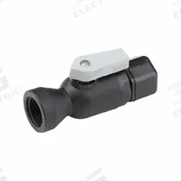 PARKER Manual Two-Way Ball Valve: 1/4 in, Polypropylene, Straight, FNPT x FNPT, Full Port Ball Port (MPN FTPPB4VFC4). Key specifications — Brand: PARKER; Handle: Lever.