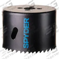 SPYDER Hole Saw: 3 in Saw Dia., 4/6 Teeth per Inch, 1 7/8 in Max. Cutting Dp, 1/2"-18 Thread Size (MPN 600093CF). Key specifications — attr1098070: 4/6; attr1098087: SPYDER; attr1098073: 1/2"-18.