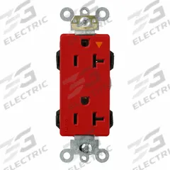 LEVITON Straight Blade Receptacle: Decorator Duplex, 5-20, Red, 125V AC, 20 A, 2 Pole / 3 Wire (MPN M1636-IGR)
