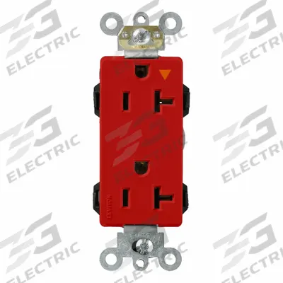 LEVITON Straight Blade Receptacle: Decorator Duplex, 5-20, Red, 125V AC, 20 A - General Purpose Receptacles