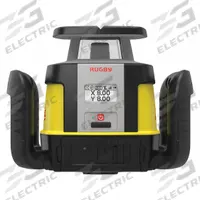 LEICA RUGBY Rotary Laser: 4,430 ft Range w/Receiver, Red Beam, Horizontal, ±1/16 in @ 100 ft, 0 Dots (MPN Rugby CLH with CLX300). Key specifications — attr935954: Red; attr935948: ±1/16 in @ 100 ft; attr935970: Cable; attr935961: Horizontal; attr935962: Electronic Self-Leveling; attr935949: Li-Ion; attr935951: Height Checking; attr935952: Batteries Included.
