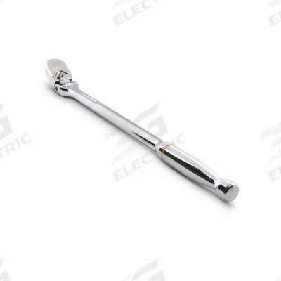 GEARWRENCH Hand Ratchet: Pear, Reversible, 19 in Overall Lg, Full Polish Chrome - Flex-Head Ratchets