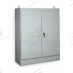 WIEGMANN Enclosure: Steel, 60 in x 48 in x 18 in, NEMA 12, Solid Cover, Hinged (MPN WA604818FSD). Key specifications — Brand: WIEGMANN; Closure Method: Padlock Hasp; Knockouts: Not Included.