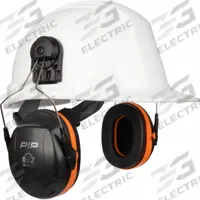PIP Passive Earmuff: Hard Hat-Mounted Earmuff, Passive, 24 dB NRR, Foldable, Dielectric, Foam, 1 PR (MPN 263-V2CM). Key specifications — Sub-brand: PIP; Style: Foldable; Dielectric: Yes; Electrically Insulated: Yes; Cushion Material: Foam; Series: V2™; Cup Color_Original: Black/Orange; Features: 360° Rotation for Standby and Resting Positions.
