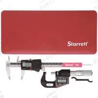STARRETT Precision Measuring Tool Kit: 2 Pieces, Digital Caliper, Digital Outside Micrometer (MPN S766AZ). Key specifications — attr1182219: STARRETT; attr1182229: Digital Caliper; attr1182230: 0 in to 6 in; attr1182232: 0 in to 1 in; attr1182234: No; attr1182252: 1 in; attr1182254: 0 in; attr1182258: (1) Case.