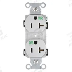 HUBBELL Receptacle: Duplex, 5-20, Gray, 125V AC, 20 A, 2 Pole / 3 Wire (MPN BR20GRYWR)