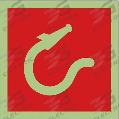 IMO (International Maritime Organization) Safety Sign: Vinyl, Adhesive Sign Mounting - Square Hose Box With Spray Jet Nozzle Symbol Signs