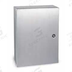 WIEGMANN Enclosure: 304 Stainless Steel, 24 in x 24 in x 8 in, NEMA 12/13/3R/4/4X, Solid Cover, Wall (MPN N412242408SSC). Key specifications — Brand: WIEGMANN; Closure Method: 1/4-Turn Latch; Enclosure Material: 304 Stainless Steel; Knockouts: Not Included.