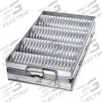 CHICAGO METALLIC Crimped Bread Pan Set: Aluminized Steel, 4 Slots, 10 1/2 in Overall Wd, 26 ga Gauge (MPN 48514). Key specifications — Pan Style: Crimped Round Bread Pan; Brand: CHICAGO METALLIC; Color: Silver; Material: Aluminized Steel; NSF Certified: No; Number of Slots: 4.