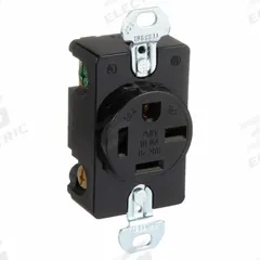 HUBBELL Receptacle: Single, Black, 250V AC, 20 A, 3 Pole / 4 Wire (MPN HBL8420)